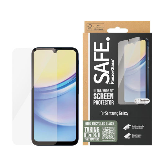 Schutzfolie PanzerGlass Safe Bildschirm. Ultra-Wide Fit für Samsung Galaxy A16 5G A166 / A16 4G A165, Gehärtetes Glas, Vollverklebung.