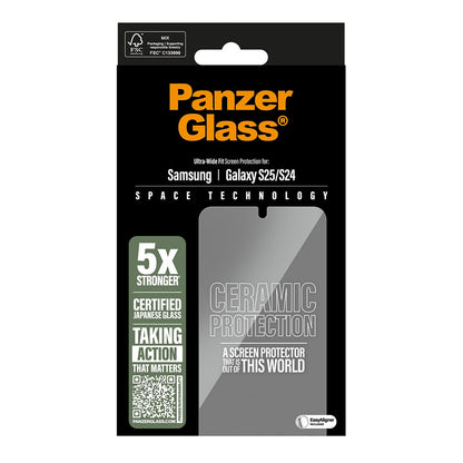 Schutzfolie PanzerGlass Ultra-Wide Ceramic EasyAligner für Samsung Galaxy S25 S931 / S24 S921, gehärtetes Glas, Vollverklebung