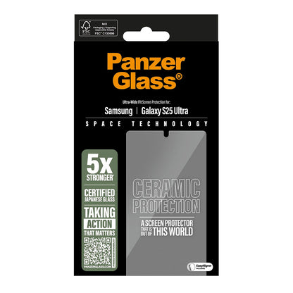 Schutzfolie PanzerGlass Ultra-Wide Ceramic EasyAligner für Samsung Galaxy S25 Ultra S938, gehärtetes Glas, Full Glue