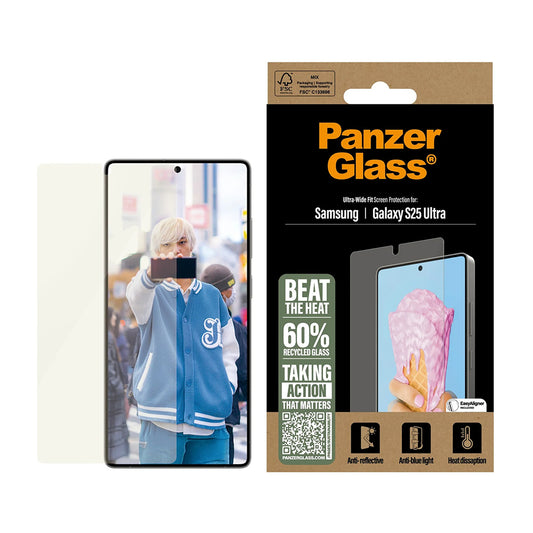 Schutzfolie PanzerGlass Ultra-Wide Fit All-in-One für Samsung Galaxy S25 Ultra S938, gehärtetes Glas, Full Glue