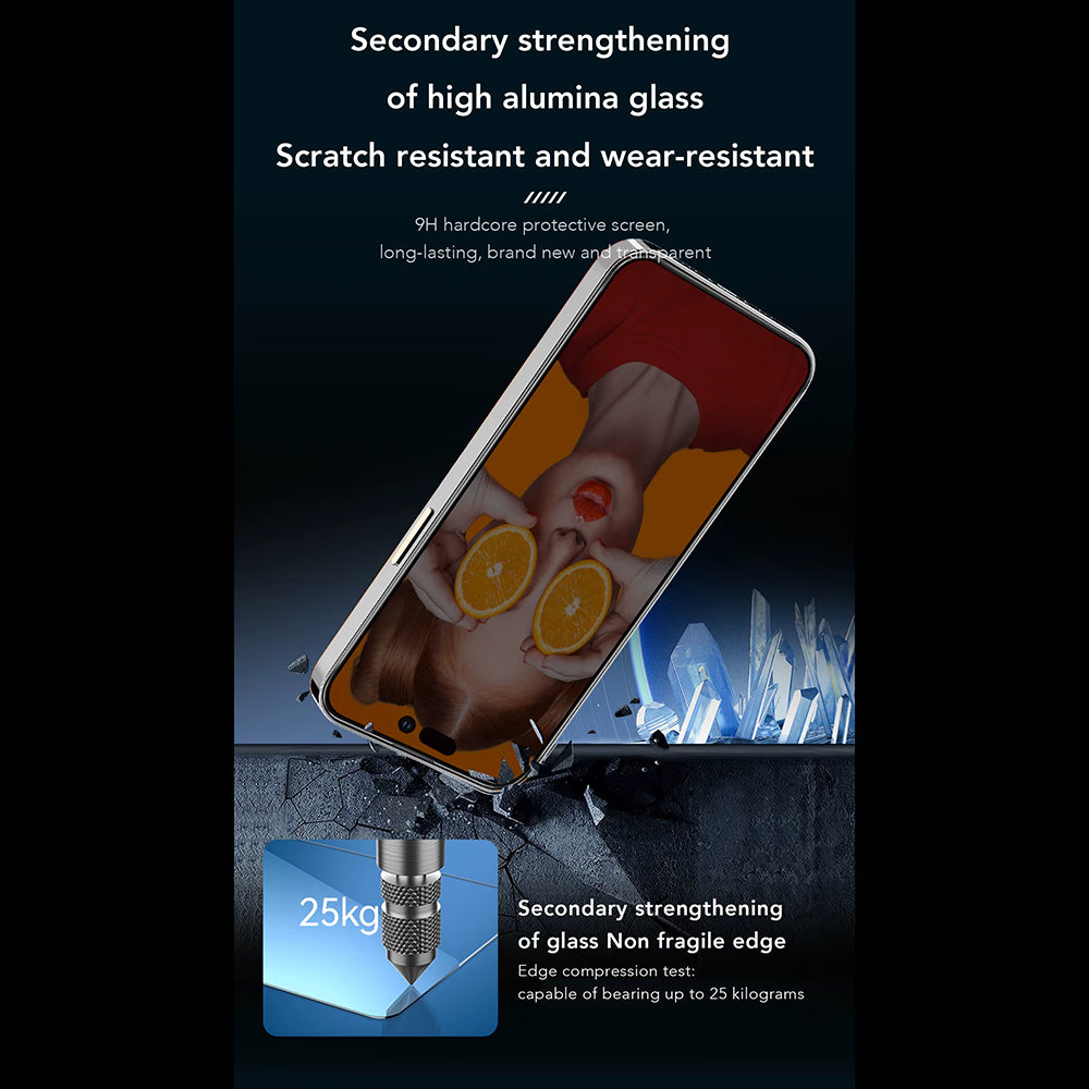 Privacy-Schutzfolie Anank 2X Verstärkt für Apple iPhone 15 Pro, Sicherheitsglas, Vollkleber, 2.5D