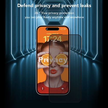 Privacy-Schutzfolie Anank 3X Verstärkt für Apple iPhone 16 Pro, Sicherheitsglas, Vollkleber, 2.5D