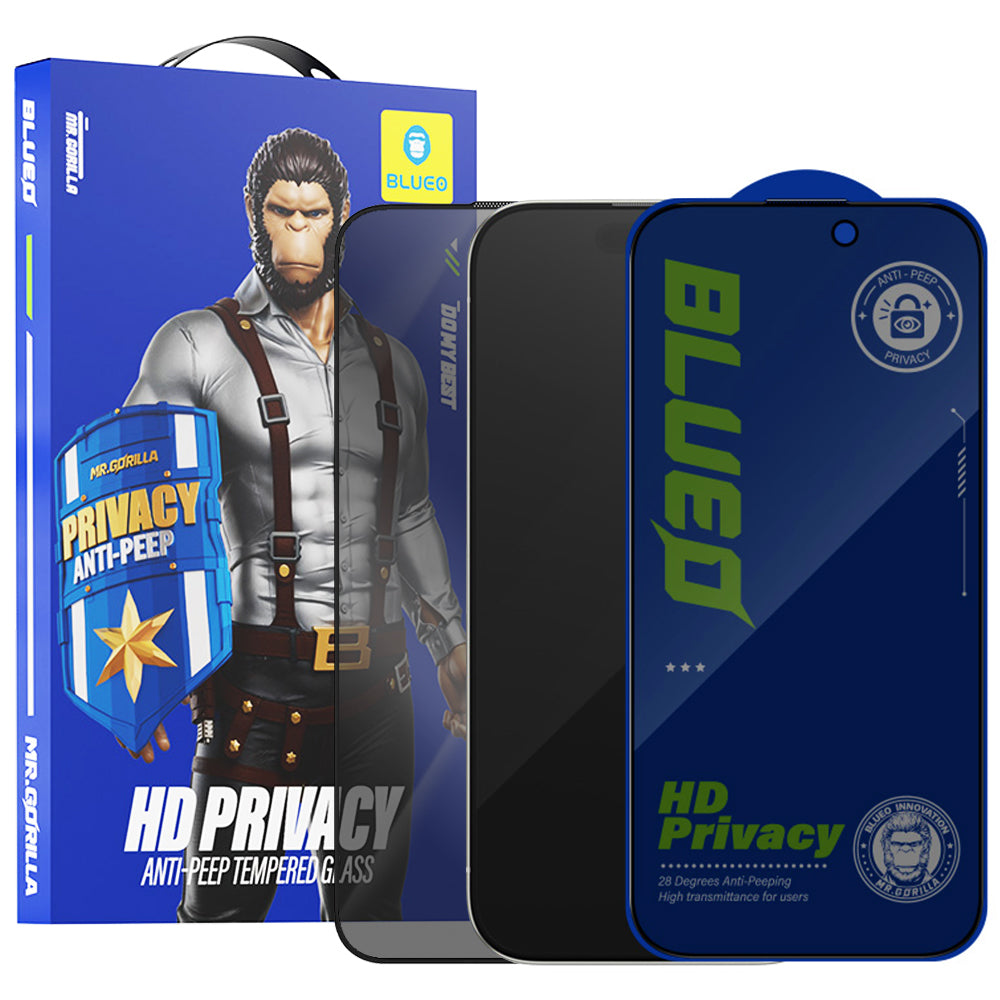 Privacy-Schutzfolie Blueo Anti-Peep für Apple iPhone 14 Plus / 13 Pro Max, gehärtetes Glas, Vollkleber