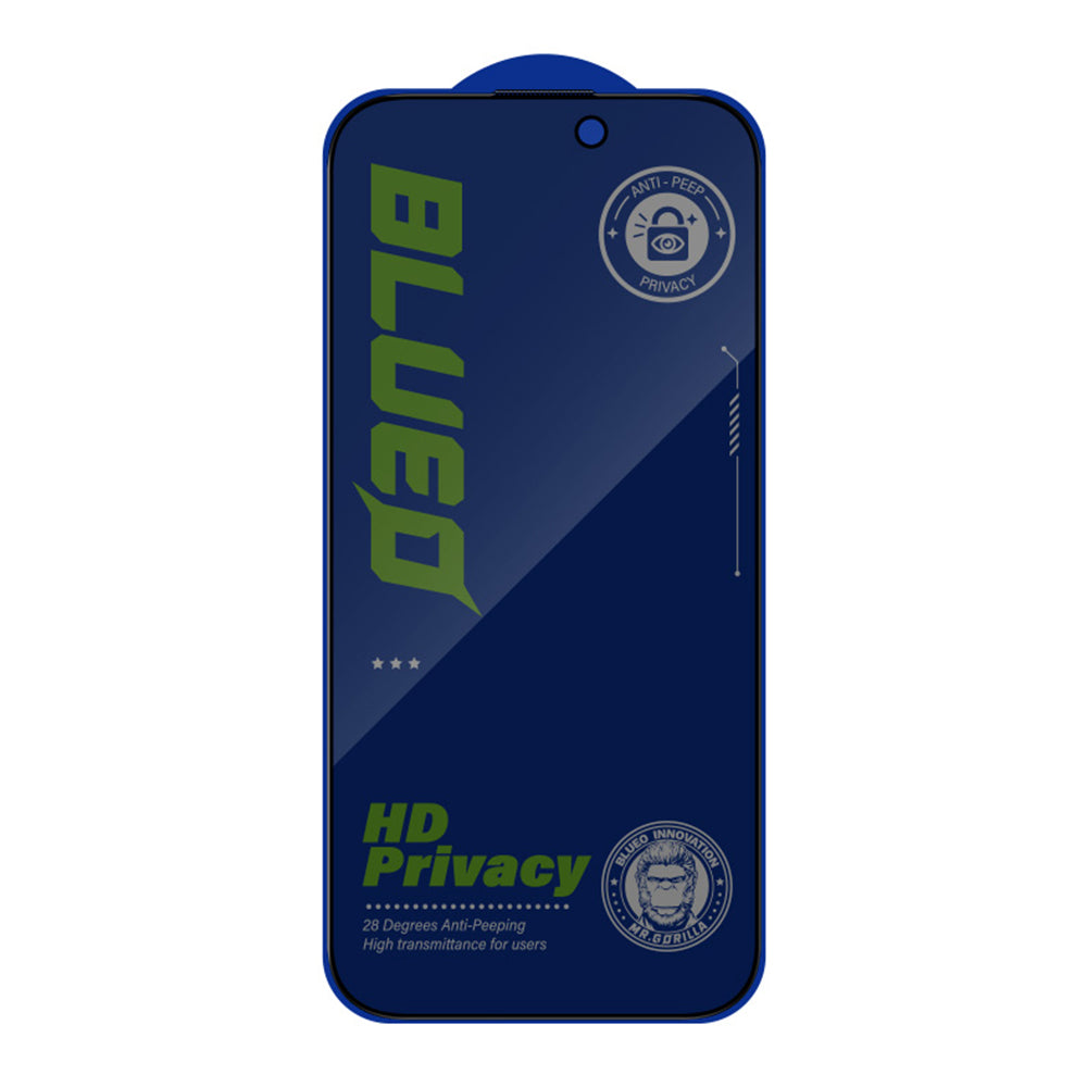 Blueo Anti-Peep Privacy Screen Protector for Apple iPhone 14 Pro Max, Tempered Glass, Full Glue