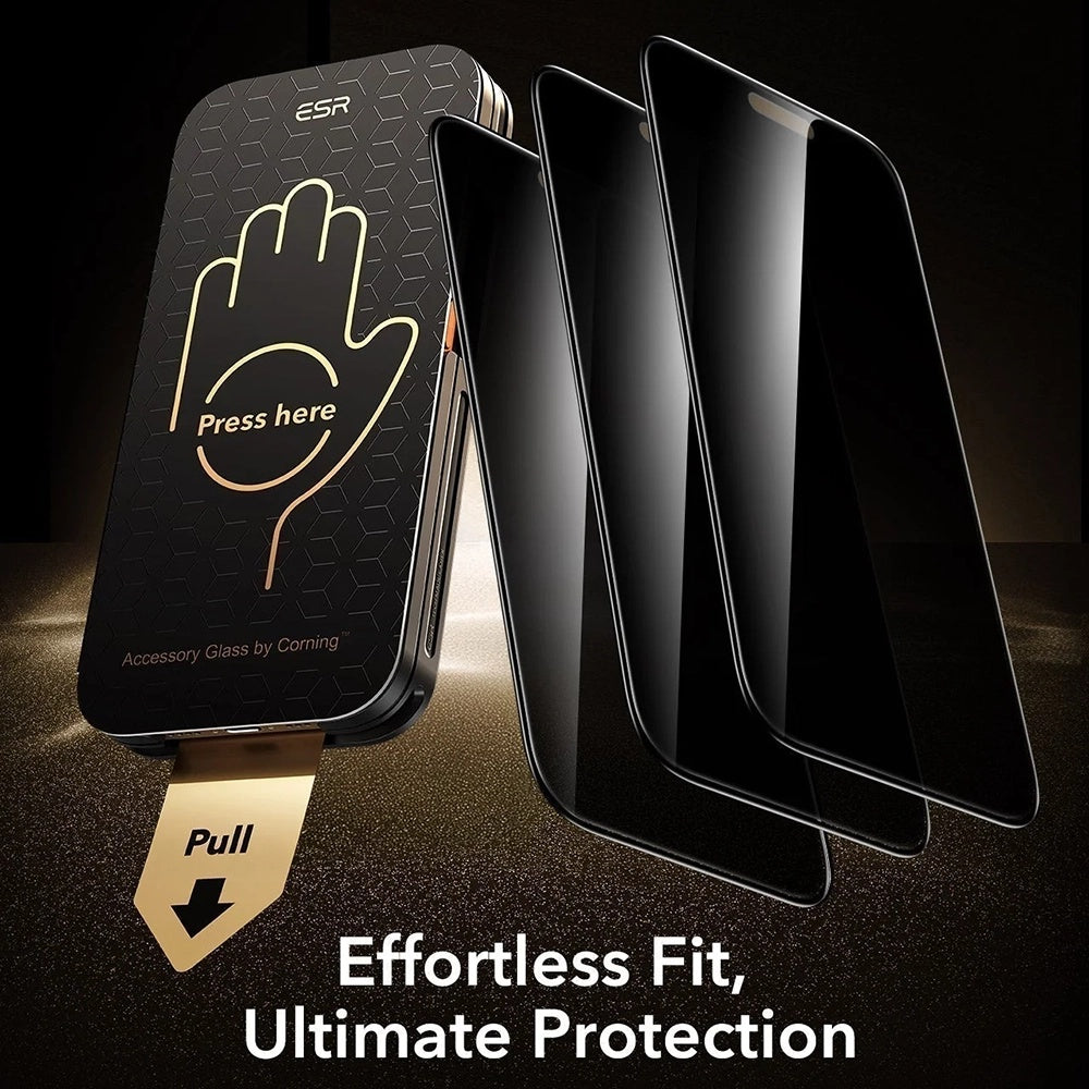 Privacy-Schutzfolie ESR Armorite Pro UltraFit für Apple iPhone 18 Pro Max, gehärtetes Glas, Full Glue, 3er-Set