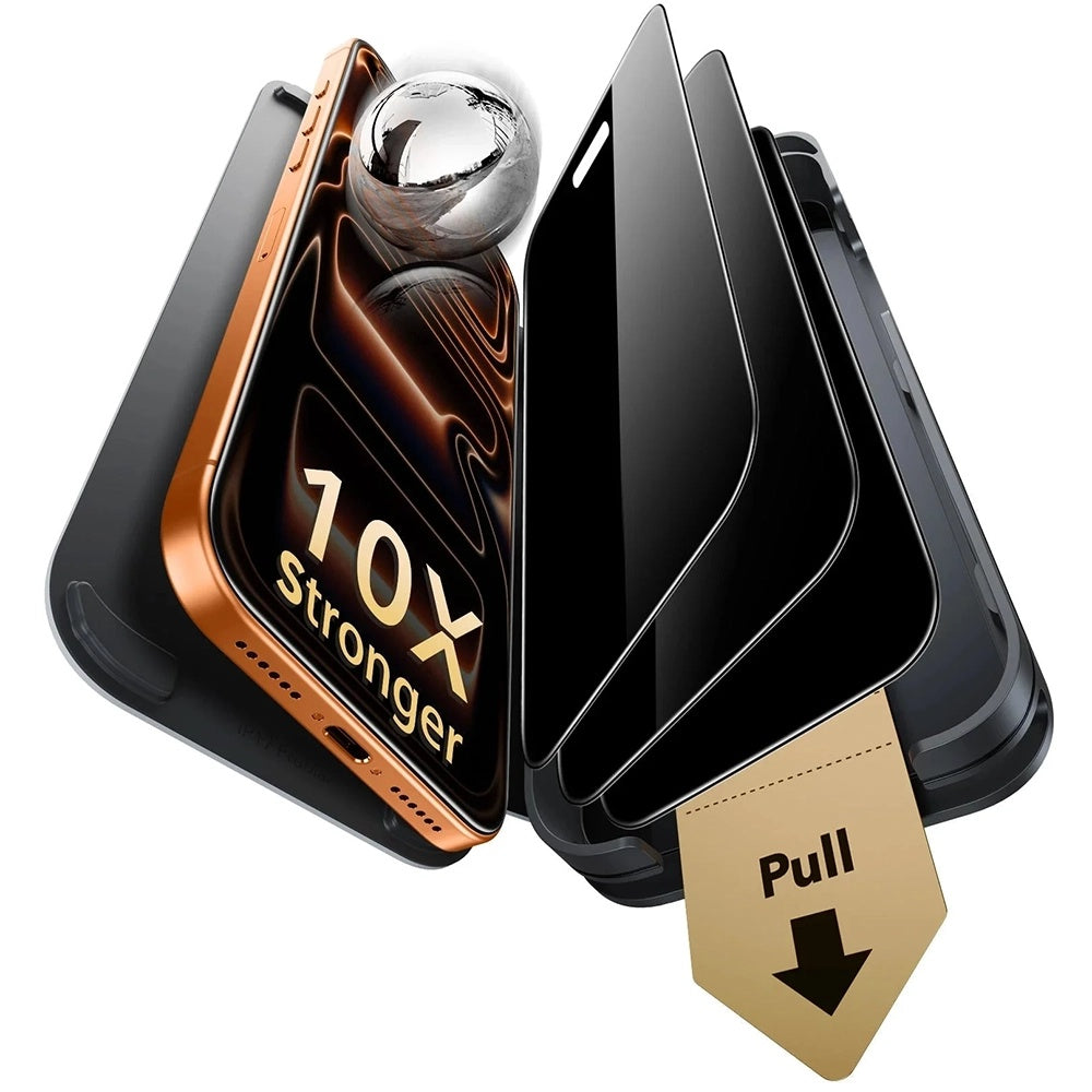 Privacy-Schutzfolie ESR Armorite Pro UltraFit für Apple iPhone 18 Pro Max, gehärtetes Glas, Full Glue, 3er-Set