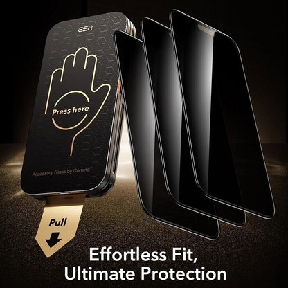 Privacy-Schutzfolie ESR Armorite Pro UltraFit für Apple iPhone 18 Pro, gehärtetes Glas, Full Glue, 3er-Set