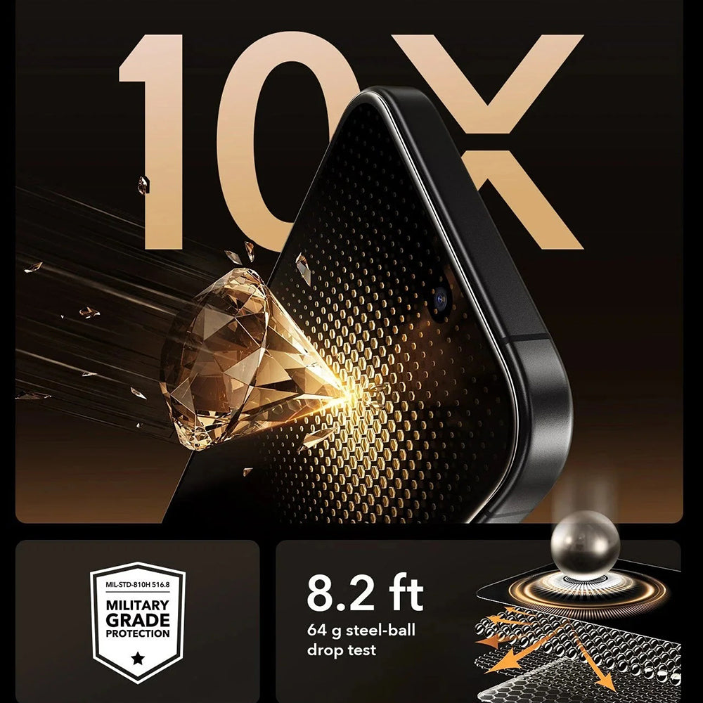 Schutzfolie Ecran Privacy ESR UltraFit Armorite Pro für Apple iPhone 17 Pro Max, Gehärtetes Glas, Full Glue, Set 3 Stück