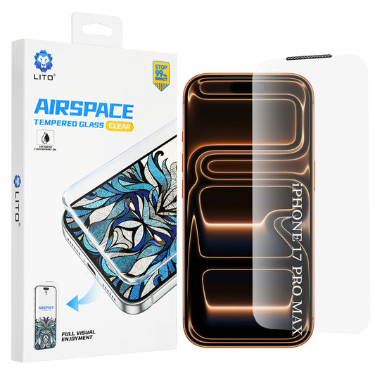 Lito Airspace Border Displayschutzfolie für Apple iPhone 18 Pro Max / 17 Pro Max, gehärtetes Glas, Vollkleber
