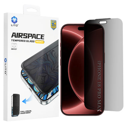 Privacy-Schutzfolie Lito Airspace Border für Apple iPhone 18 Pro Max, gehärtetes Glas, Full Glue