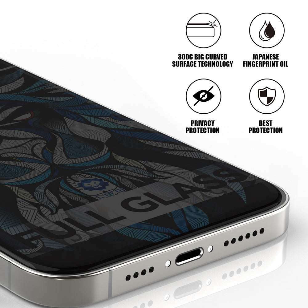 Privacy-Schutzfolie Lito D+ Max 300C für Apple iPhone 15 Plus, gehärtetes Glas, Full Glue