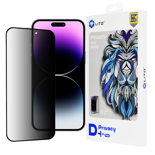 Privacy-Schutzfolie Lito D+ Pro für Apple iPhone 14 Pro Max, gehärtetes Glas, Vollkleber