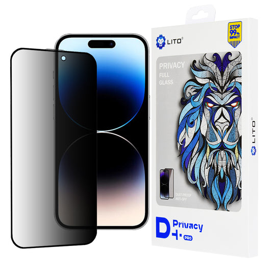Privacy-Schutzfolie Lito D+ Pro für Apple iPhone 14 Pro, gehärtetes Glas, Vollkleber