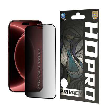 Privacy-Schutzfolie Lito HD Pro für Apple iPhone 18 Pro Max, gehärtetes Glas, Vollkleber