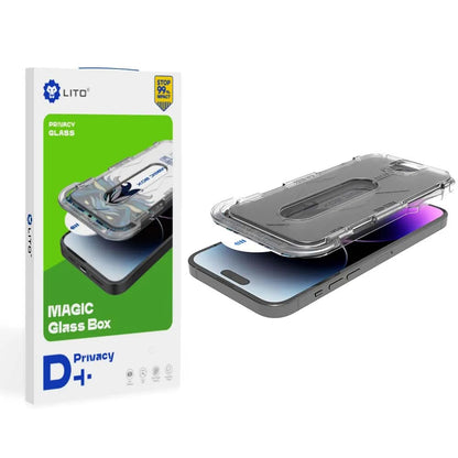 Privacy-Schutzfolie Lito Magic Glass Box D+ Tools für Apple iPhone 17e / 16e / 14 / 13 Pro, Sicherheitsglas, Vollkleber