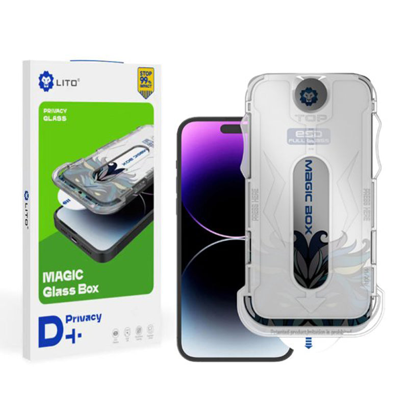 Privacy-Schutzfolie Lito Magic Glass Box D+ Tools für Apple iPhone 17e / 16e / 14 / 13 Pro, Sicherheitsglas, Vollkleber