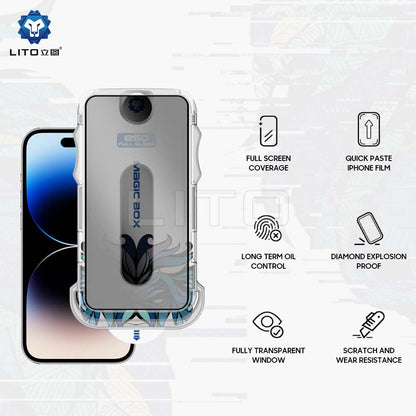 Privacy-Schutzfolie Lito Magic Glass Box D+ Tools für Apple iPhone 17e / 16e / 14 / 13 Pro, Sicherheitsglas, Vollkleber