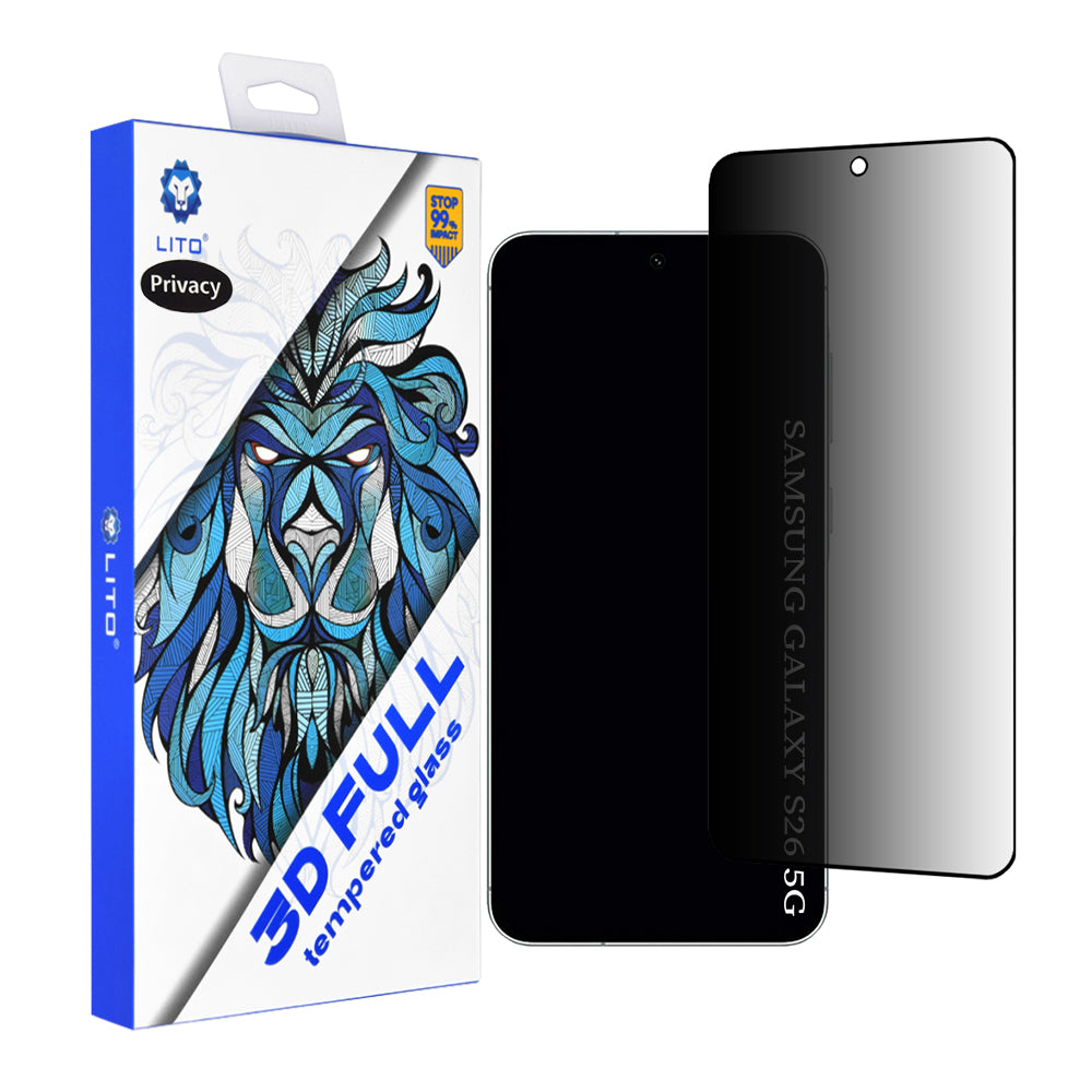 Schutzfolie Privacy Lito für Samsung Galaxy S26, Gehärtetes Glas, Vollkleber, 3D