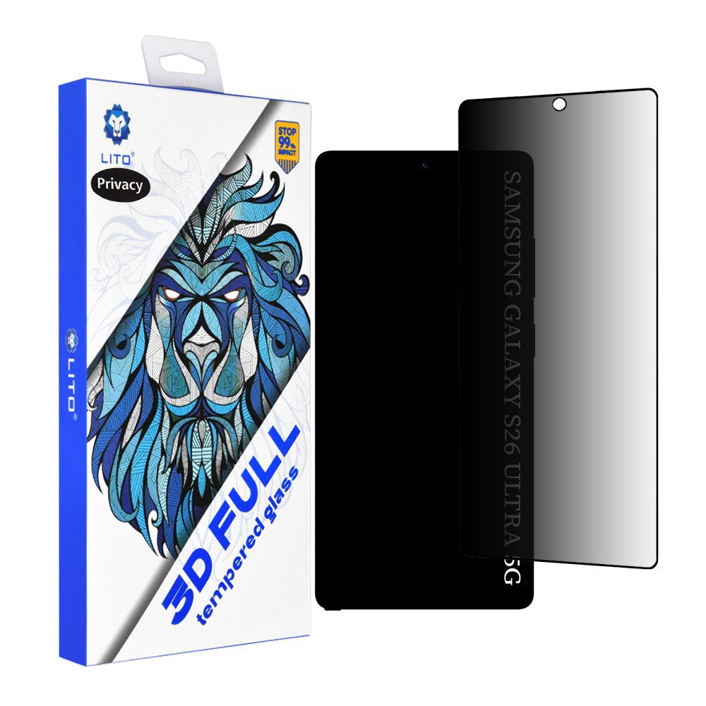 Lito Privacy Screen Protector for Samsung Galaxy S26 Ultra, Tempered Glass, Full Glue, 3D