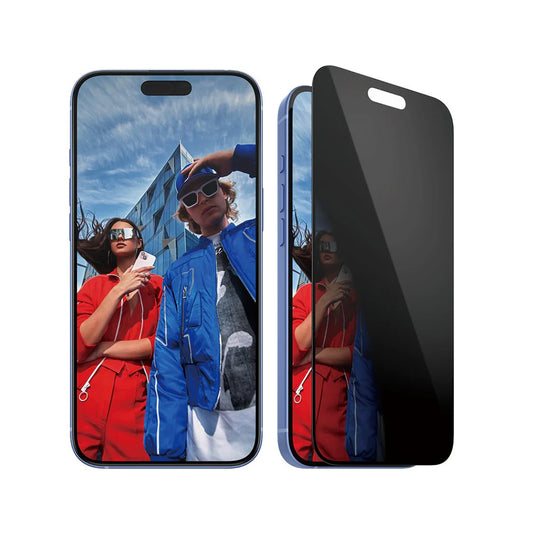 Schutzfolie Privacy PanzerGlass Ultra-Wide Fit EasyAligner für Apple iPhone 16 Plus / 15 Plus, gehärtetes Glas, Vollverklebung