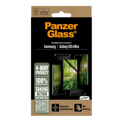Schutzfolie Privacy PanzerGlass Ultra-Wide Fit Eco Matrix 4-Way für Samsung Galaxy S25 Ultra S938, Gehärtetes Glas, Vollverklebung