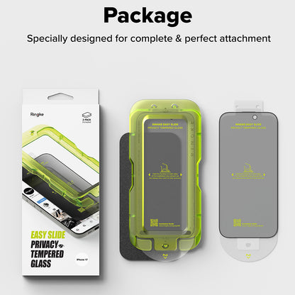 Privacy-Schutzfolie Ringke Easy Slide für Apple iPhone 17 Air, gehärtetes Glas, Full Glue, 2er-Set