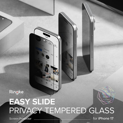 Privacy-Schutzfolie Ringke Easy Slide für Apple iPhone 17, gehärtetes Glas, Full Glue, 2er-Set