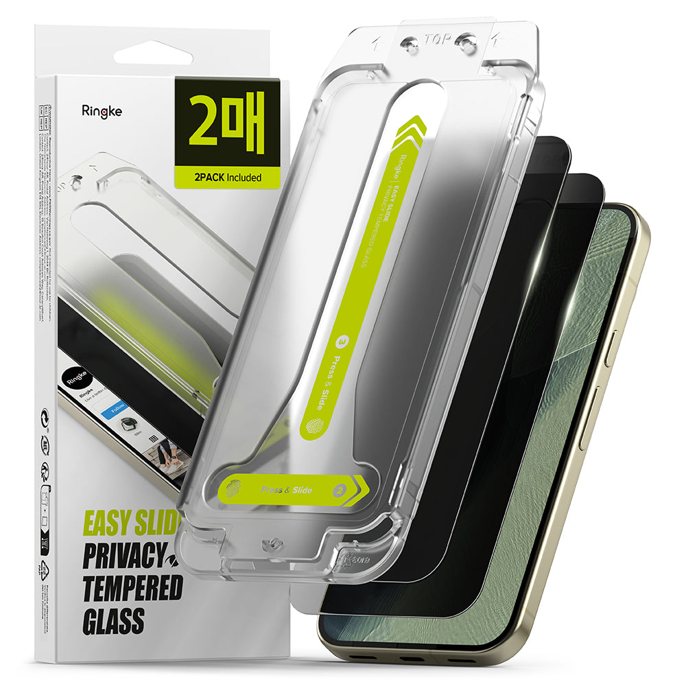 Privacy-Schutzfolie Ringke Easy Slide für Google Pixel 11 Pro XL / 10 Pro XL / 9 Pro XL, gehärtetes Glas, Full Glue, 2 Stück Set