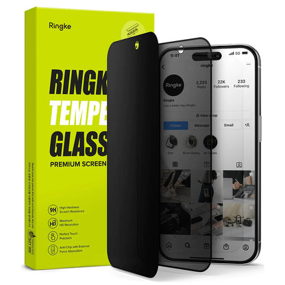 Schutzfolie Privacy Ringke für Apple iPhone 15 Pro, gehärtetes Glas, Vollkleber