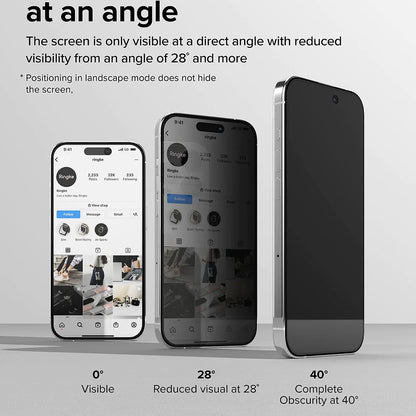 Schutzfolie Privacy Ringke für Apple iPhone 15 Pro, gehärtetes Glas, Vollkleber