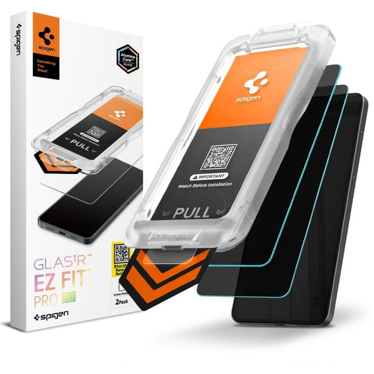Displayschutzfolie Privacy Spigen GlastR EZ FIT Pro HD für Samsung Galaxy S26 Plus S947, gehärtetes Glas, Vollverklebung, Set mit 2 Stück AGL11085