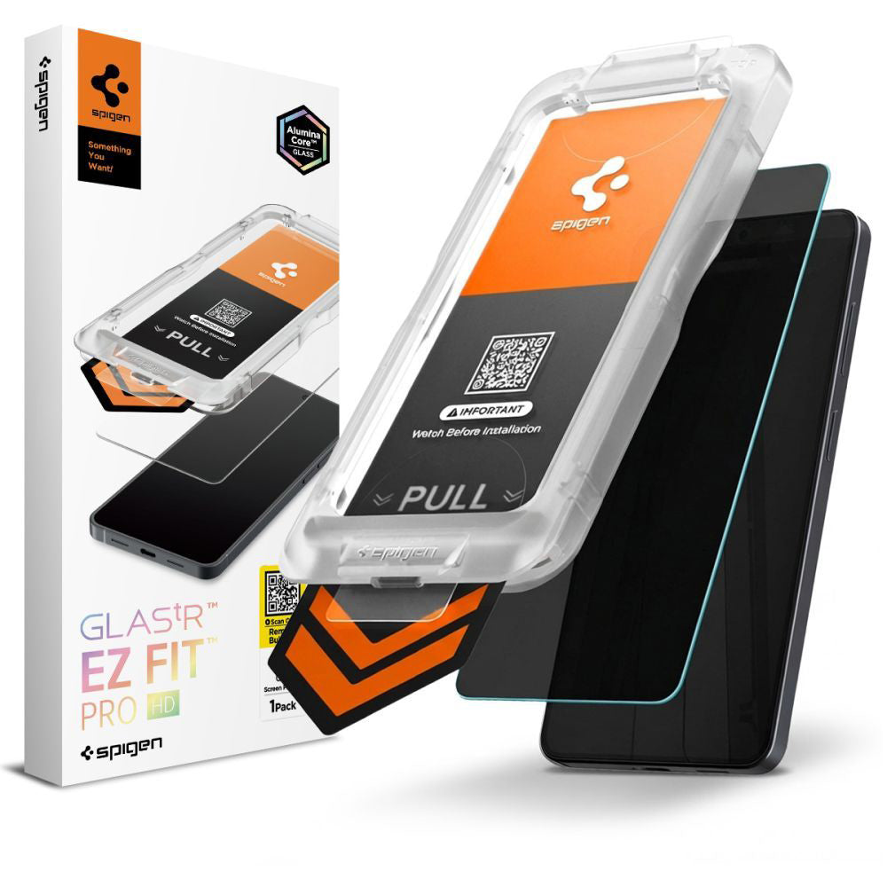 Displayschutzfolie Privacy Spigen GlastR EZ FIT Pro HD für Samsung Galaxy S26 S942, Gehärtetes Glas, Vollverklebung AGL11098