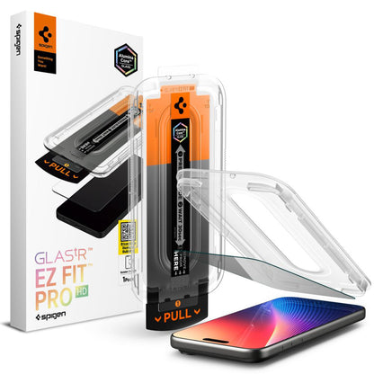 Schutzfolie Privacy Spigen GlastR EZ FIT Pro für Apple iPhone 17 Pro / 17 / 16 Pro, Gehärtetes Glas, Vollverklebung