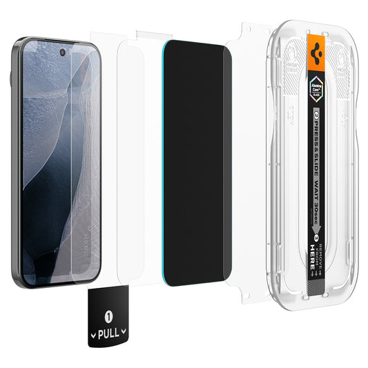 Privacy-Schutzfolie Spigen GlastR EZ FIT Pro für Google Pixel 11 / 10, gehärtetes Glas, Vollkleber, 2er-Set AGL11546