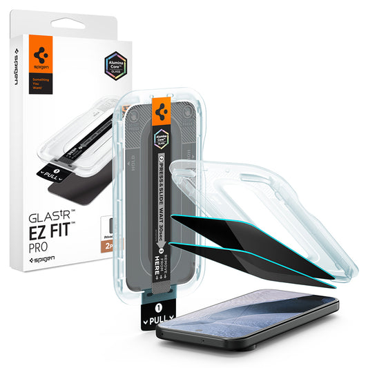 Privacy-Schutzfolie Spigen GlastR EZ FIT Pro für Google Pixel 11 Pro XL, gehärtetes Glas, Full Glue, 2er-Set AGL11486