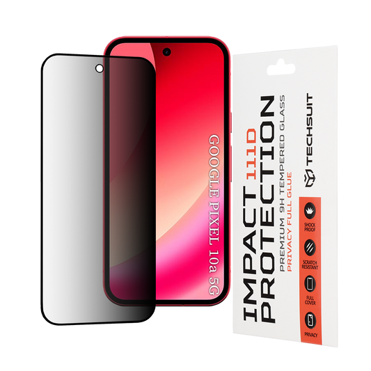 Schutzfolie Privacy Techsuit für Google Pixel 10a, gehärtetes Glas, Full Glue, 111D