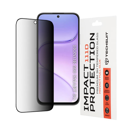 Privacy Techsuit Displayschutzfolie für Honor 600 Smart, gehärtetes Glas, Full Glue, 111D