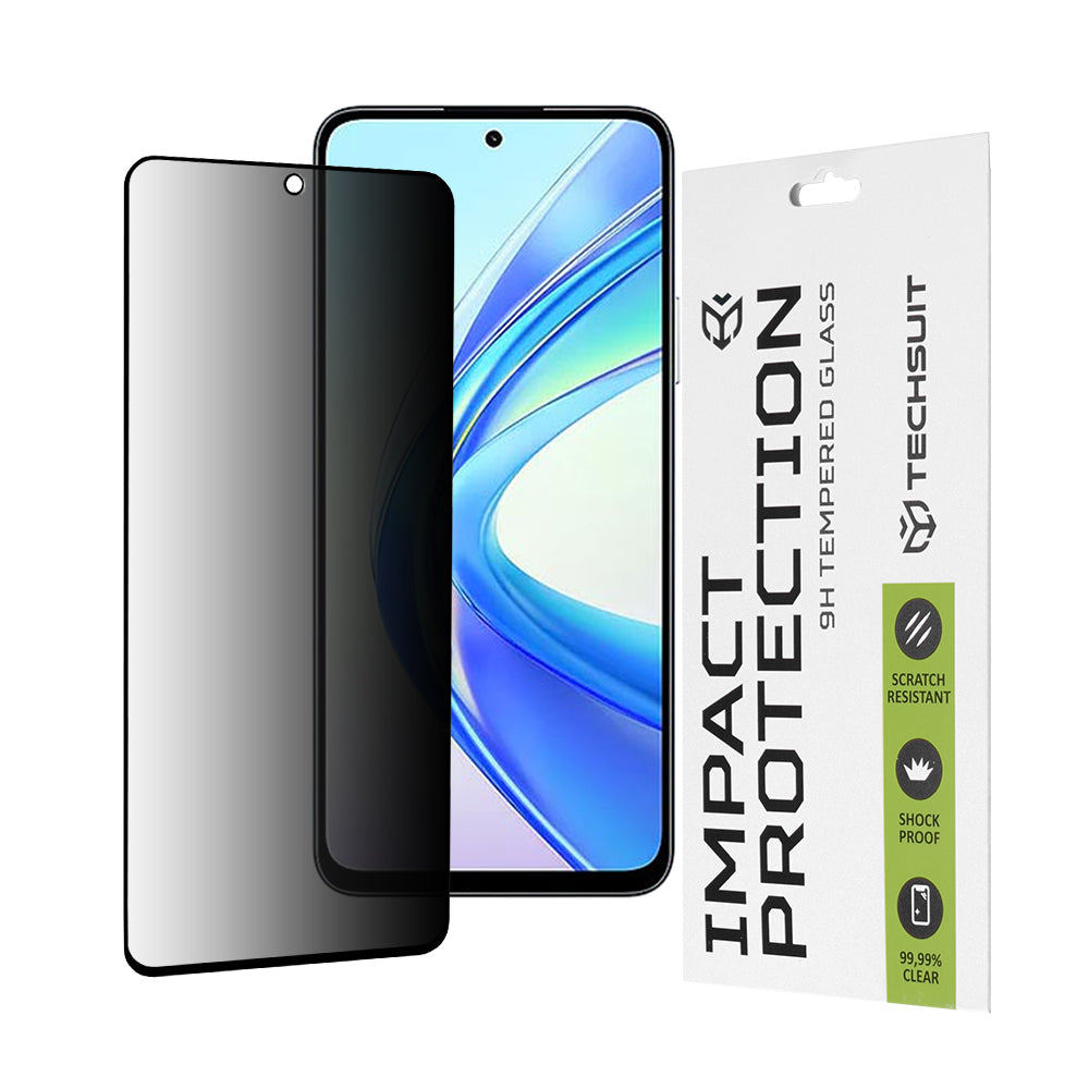 Privacy Techsuit Displayschutzfolie für Honor X7b 5G / 90 Smart / X7b 4G, gehärtetes Glas, Full Glue, 111D
