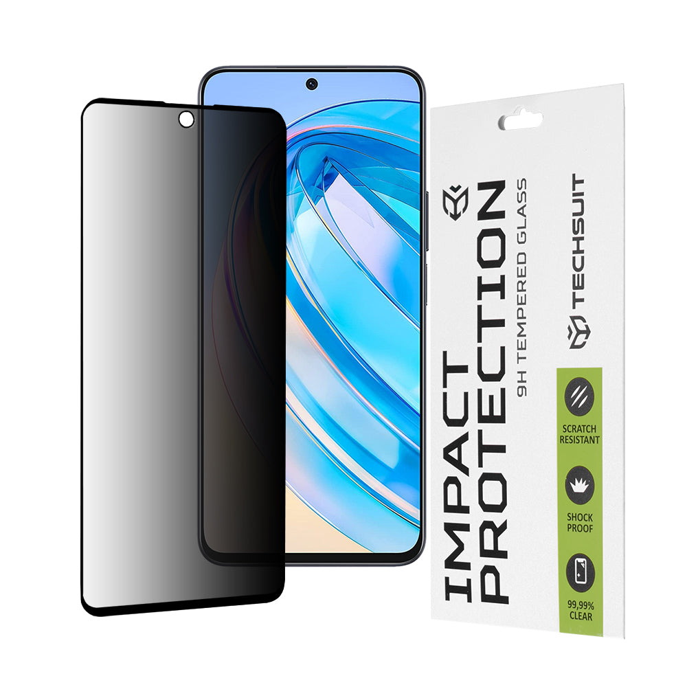 Privacy Techsuit Displayschutzfolie für Honor X8a / X8 4G, gehärtetes Glas, Full Glue, 111D