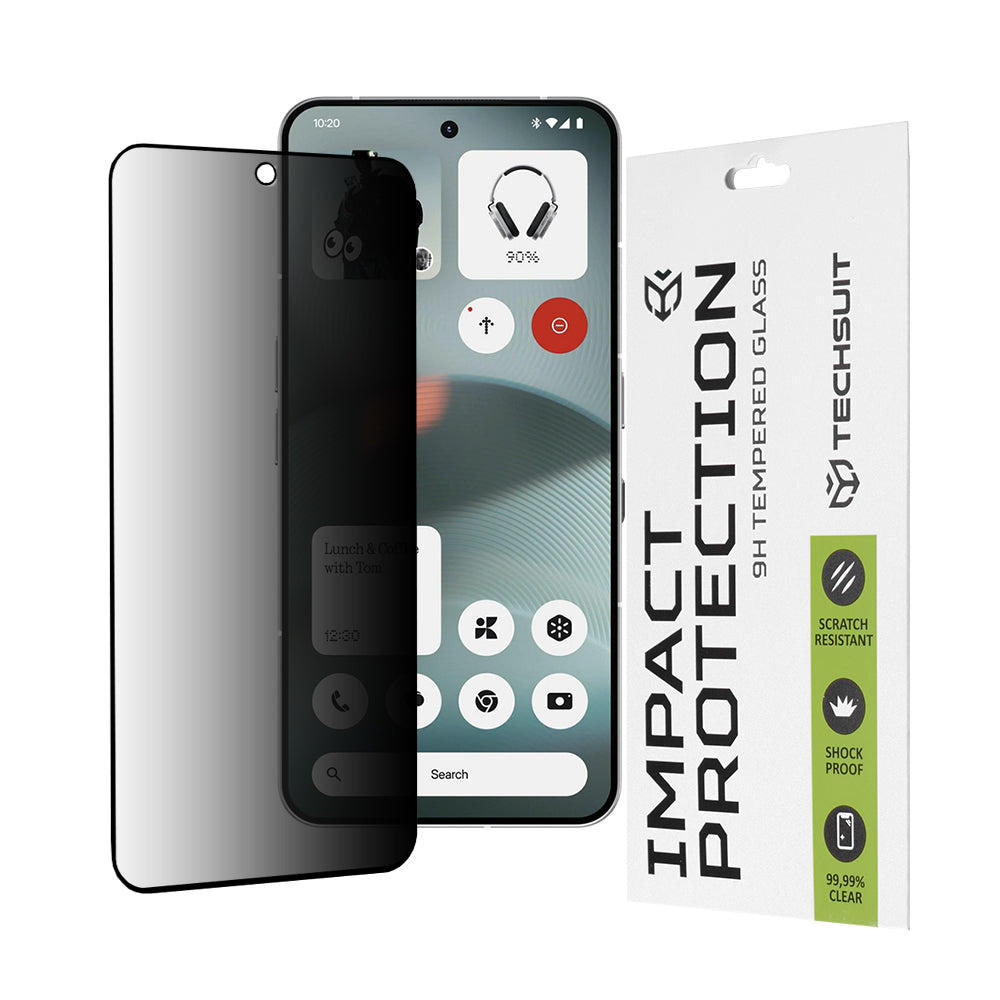 Privacy Techsuit Displayschutzfolie für Nothing Phone (3), gehärtetes Glas, Full Glue, 111D