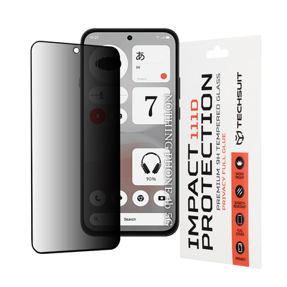 Privacy Techsuit Displayschutzfolie für Nothing Phone (4b), gehärtetes Glas, Full Glue, 111D