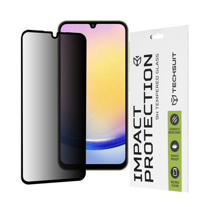 Privacy Techsuit Displayschutzfolie für Samsung Galaxy A25 A256, gehärtetes Glas, Full Glue, 111D