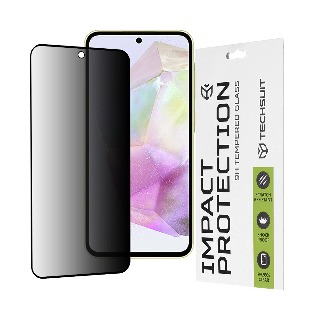 Privacy Techsuit Displayschutzfolie für Samsung Galaxy M56 M566 / M35 / A55 5G A556 / A35 5G A356, gehärtetes Glas, Full Glue, 111D