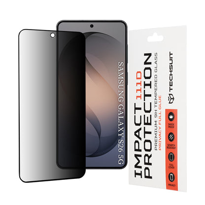 Schutzfolie Privacy Techsuit für Samsung Galaxy S26, gehärtetes Glas, Full Glue, 111D