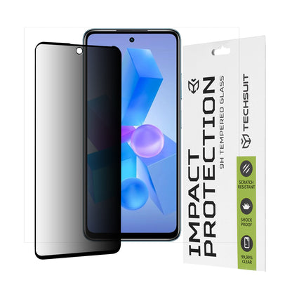 Privacy Techsuit Displayschutzfolie für Tecno Spark 20 Pro / Pova 5 Pro / Hot 40 / Hot 40 Pro, gehärtetes Glas, Full Glue, 111D