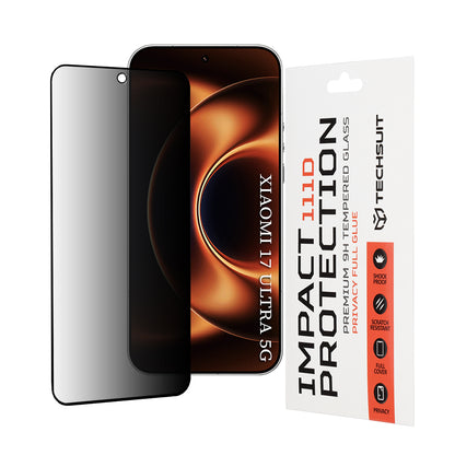 Privacy Techsuit Screen Protector for Xiaomi 17 Ultra, Tempered Glass, Full Glue, 111D