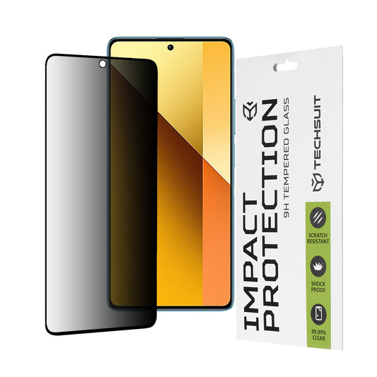 Privacy Techsuit Displayschutzfolie für Xiaomi Redmi Note 13 5G, gehärtetes Glas, Full Glue, 111D