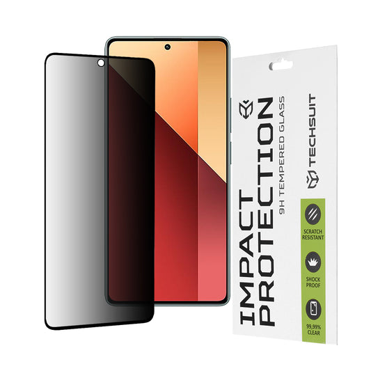 Privacy Techsuit Displayschutzfolie für Xiaomi Redmi Note 13 Pro 4G / Poco M6 Pro 4G, gehärtetes Glas, Full Glue, 111D