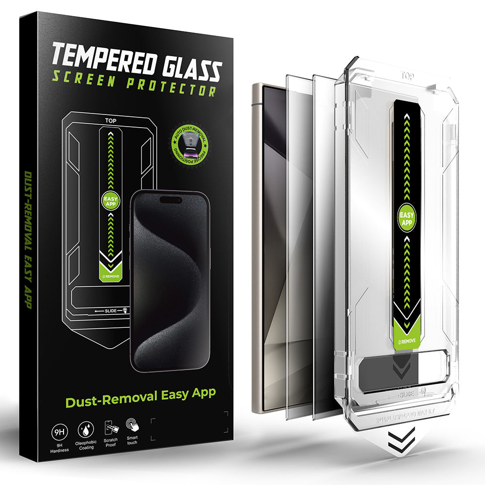 Privacy-Schutzfolie Techsuit TitanGlass CrystalHD für Samsung Galaxy S24 Ultra S928, Sicherheitsglas, Vollkleber, 2er-Set