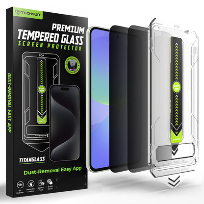 Privacy-Schutzfolie Techsuit TitanGlass CrystalHD für Samsung Galaxy A37 5G / A36 A366, Sicherheitsglas, Vollklebung, 2er-Set
